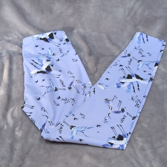 Carbon38 Pants - Carbon 38 blue crane print size small leggings